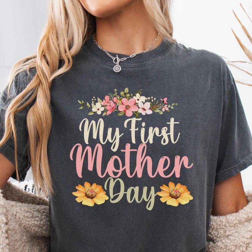 S Floral Mom Shirt, First MotherDay Gift, New Mom Tee